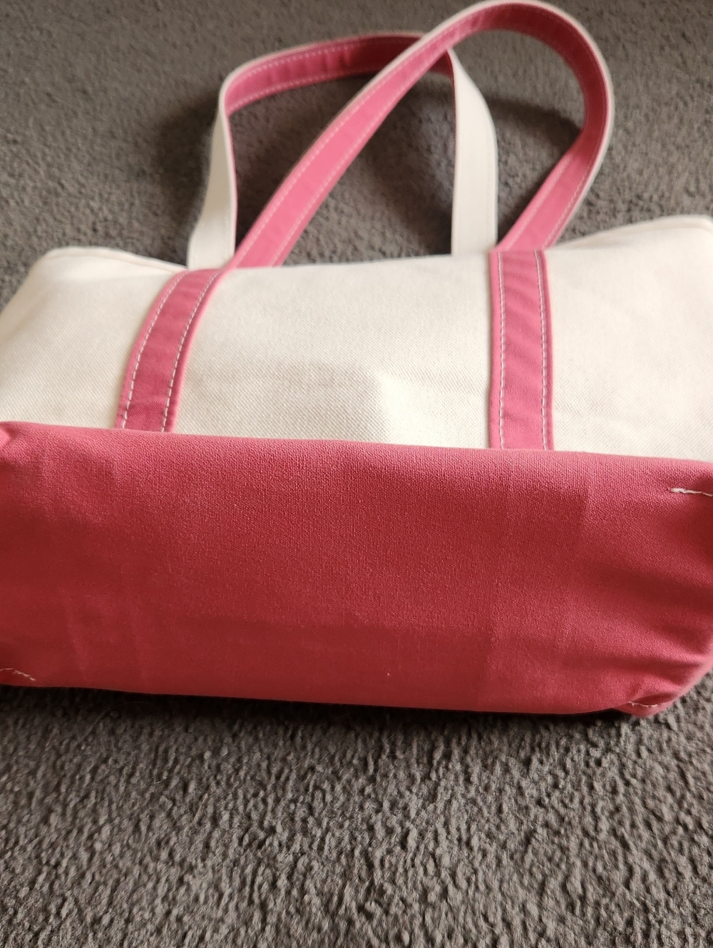 L.L. BEAN Mini Boat & Tote Pink Team Milk Off White Pink Trim Heavyweight Canvas - Picture 6 of 10